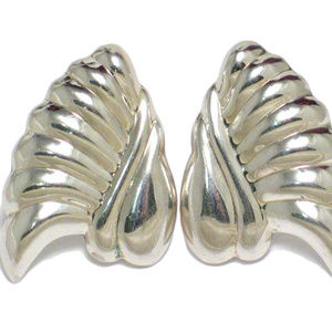 Runway Wing | Sterling Silver Earrings Ribbed Post